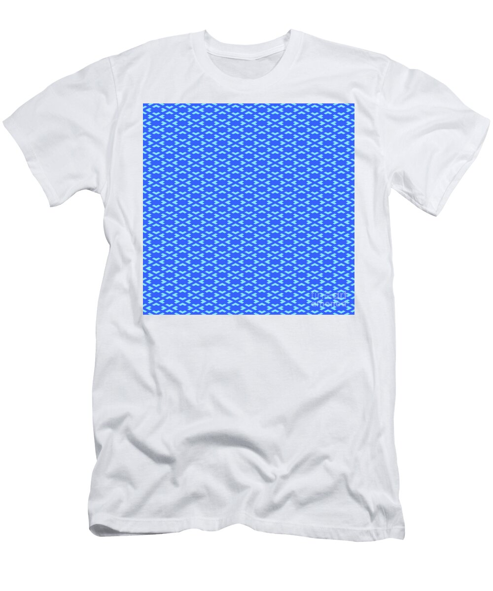 Inverse Heavy Chevron Diamond Pattern in Day Sky and Azul Blue N2395 Holy Rock Design T-Shirt