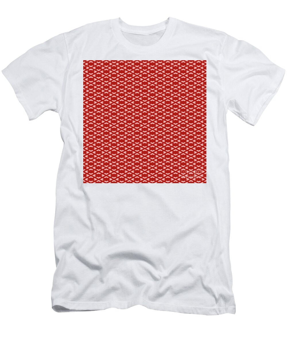 Inverse Heavy Chevron Diamond Pattern in Light Coral and Venetian Red N2949 Holy Rock Design T-Shirt