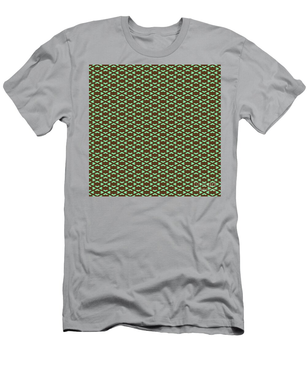 Inverse Heavy Chevron Diamond Pattern in Mint Green and Chocolate Brown N3143 Holy Rock Design T-Shirt
