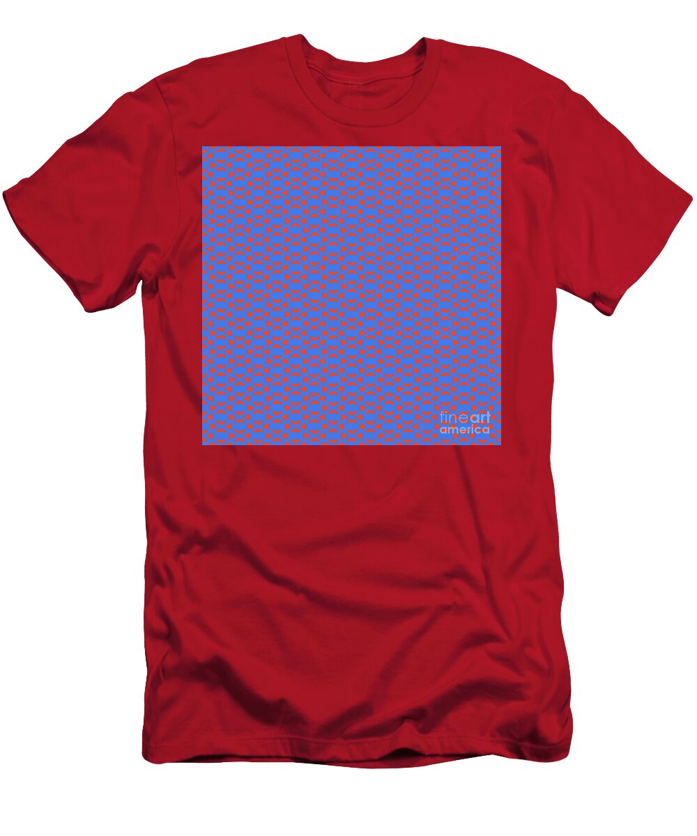 Inverse Heavy Chevron Diamond Pattern in Red Orange and True Blue N2528 Holy Rock Design T-Shirt