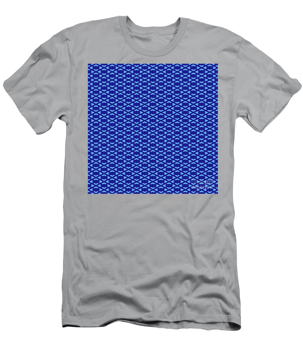 Inverse Heavy Chevron Diamond Pattern in Summer Sky and Ultramarine Blue N3031 Holy Rock Design T-Shirt