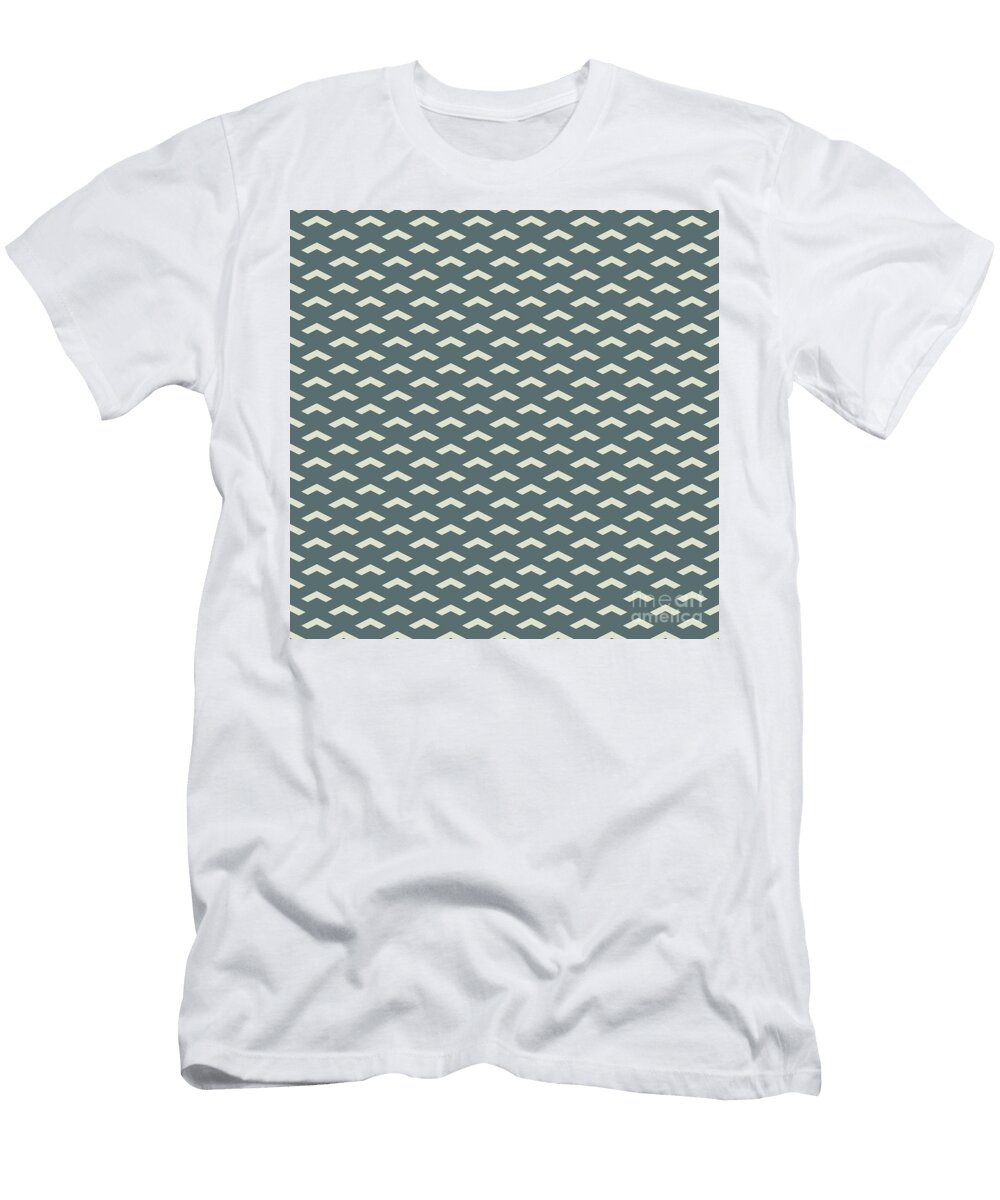 Inverse Heavy Upward Chevron Pattern in Bone White and Slate Gray N2814 Holy Rock Design T-Shirt
