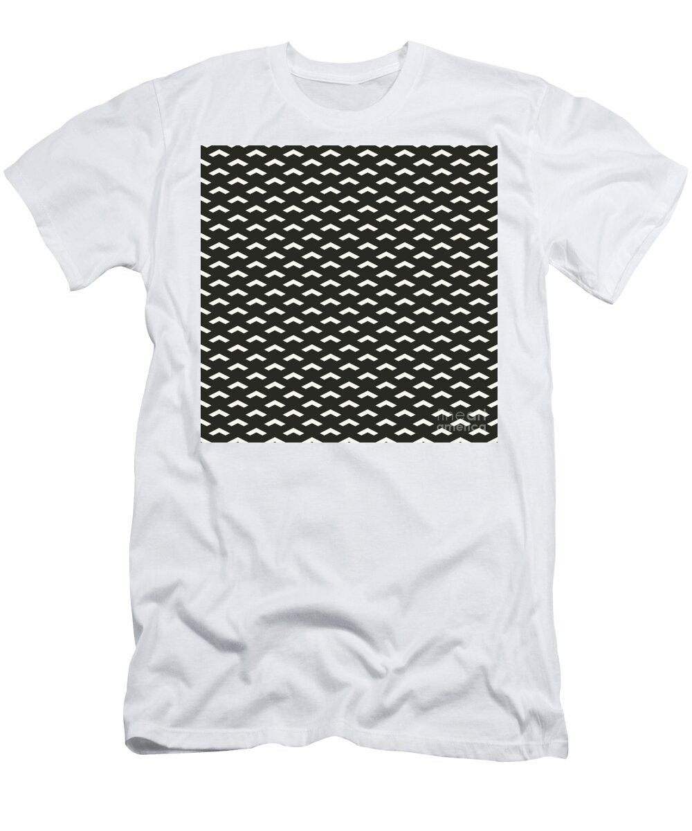 Inverse Heavy Upward Chevron Pattern in Bone White and Wrought Iron Black N1868 Holy Rock Design T-Shirt