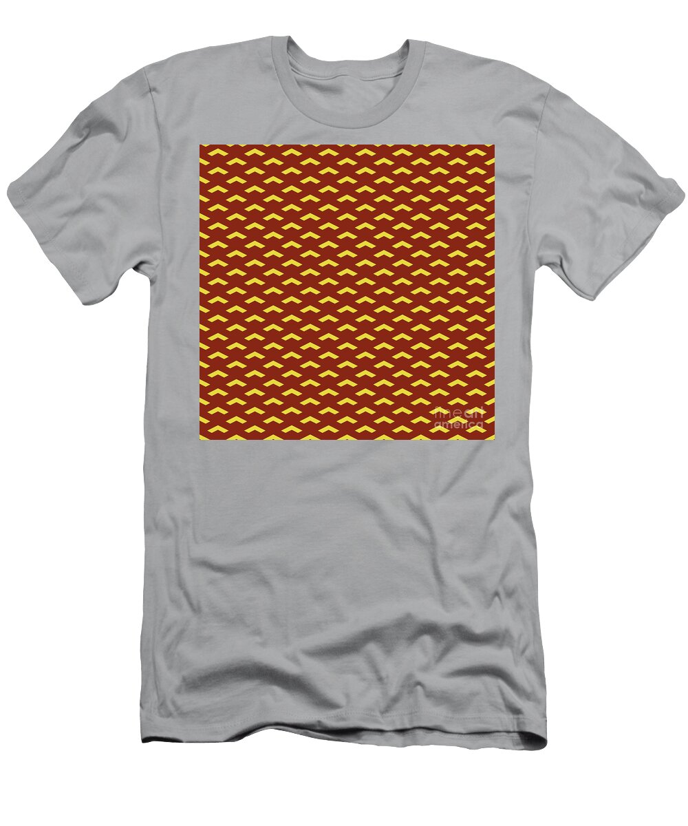 Inverse Heavy Upward Chevron Pattern in Golden Yellow and Chestnut Brown N1885 Holy Rock Design T-Shirt