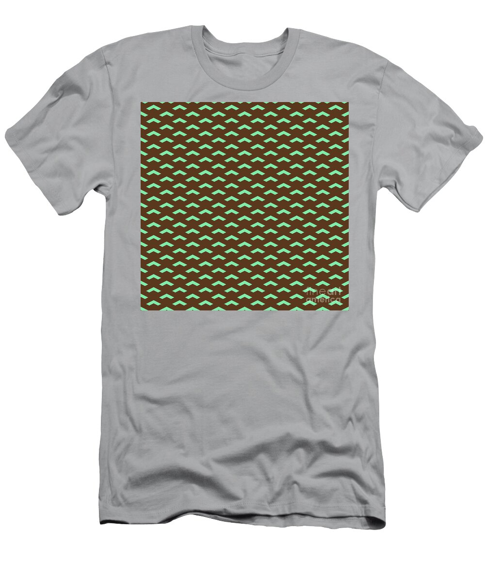 Inverse Heavy Upward Chevron Pattern in Mint Green and Chocolate Brown N1841 Holy Rock Design T-Shirt