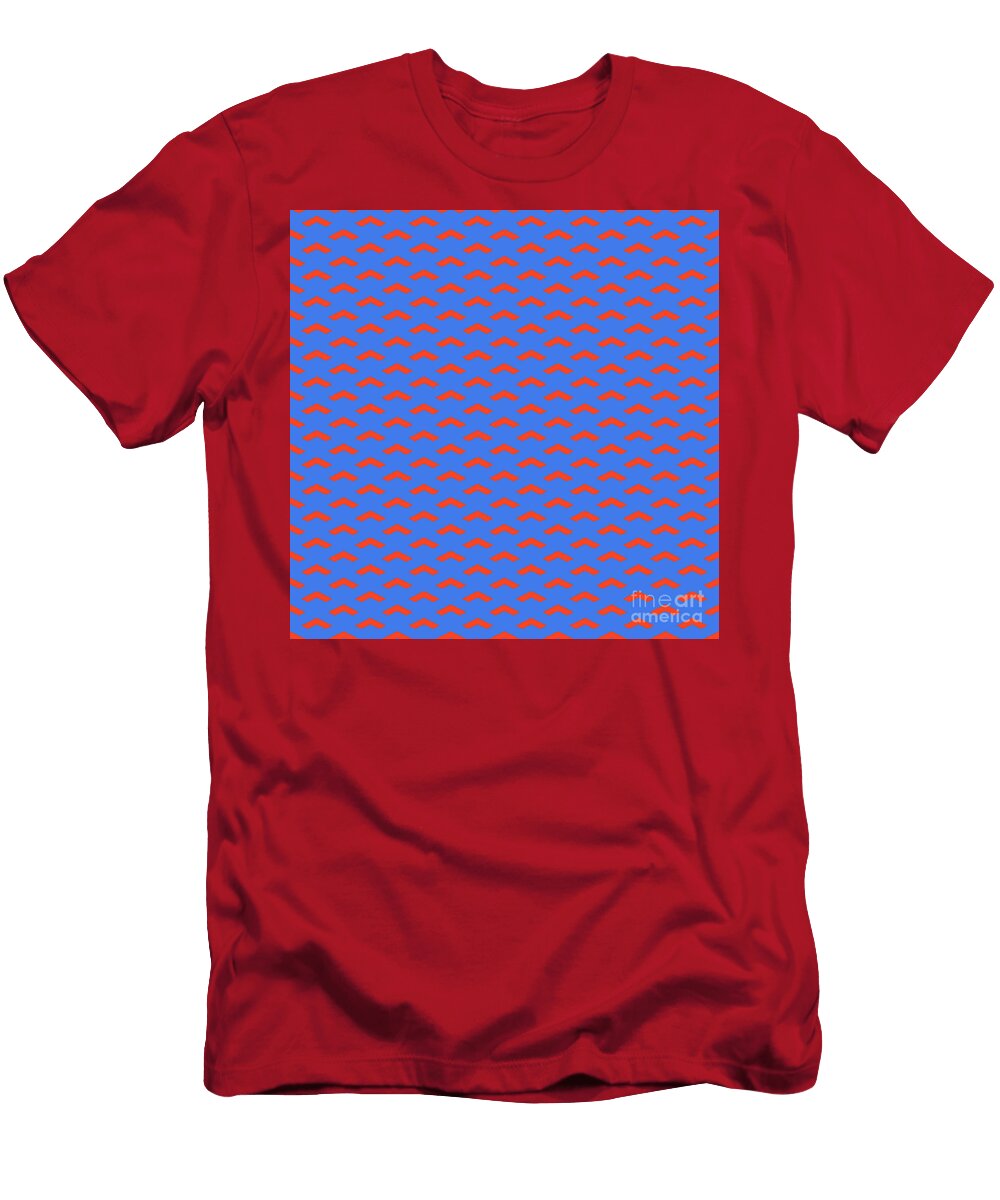 Inverse Heavy Upward Chevron Pattern in Red Orange and True Blue N2336 Holy Rock Design T-Shirt
