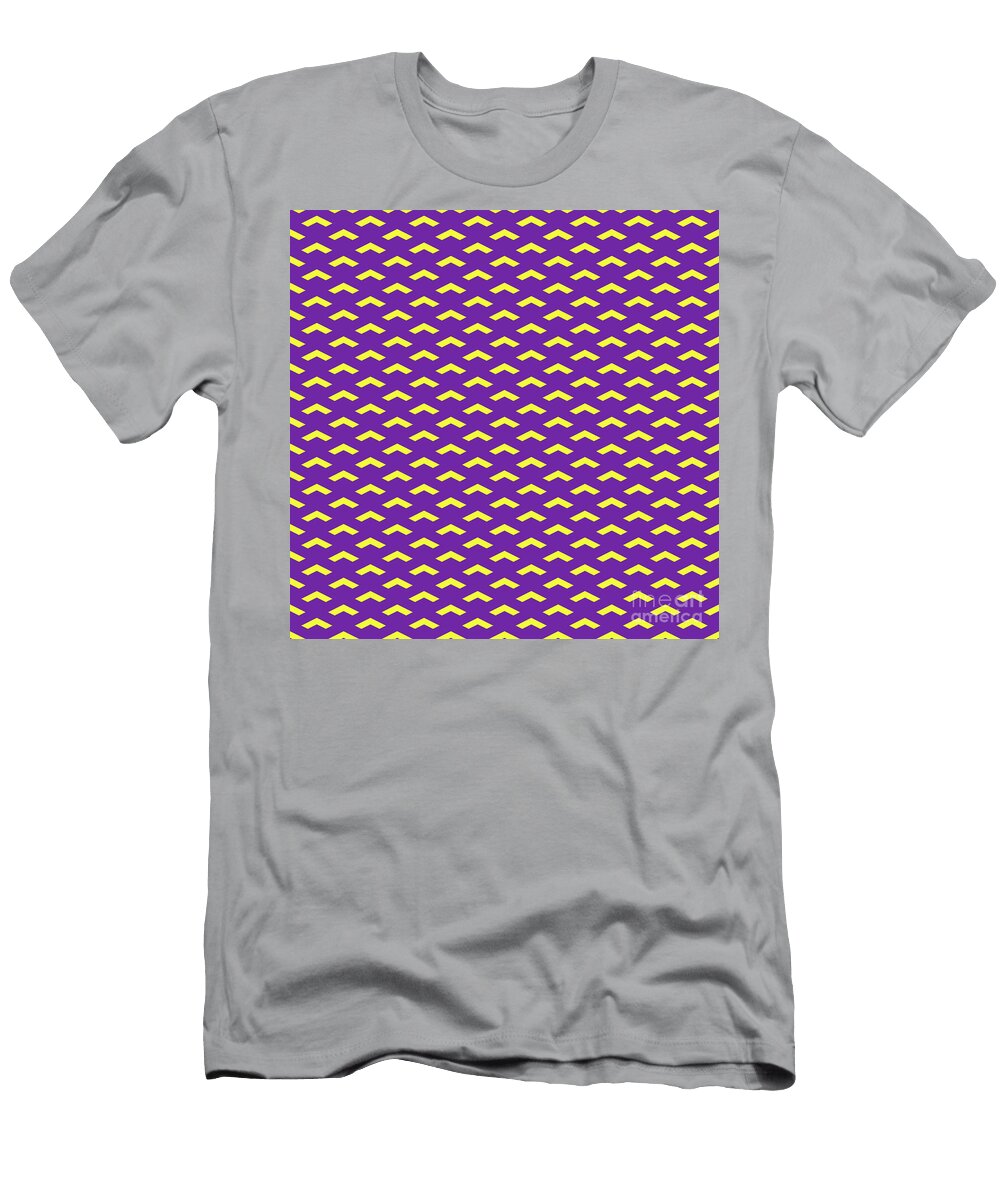 Inverse Heavy Upward Chevron Pattern in Sunny Yellow and Iris Purple N2078 Holy Rock Design T-Shirt