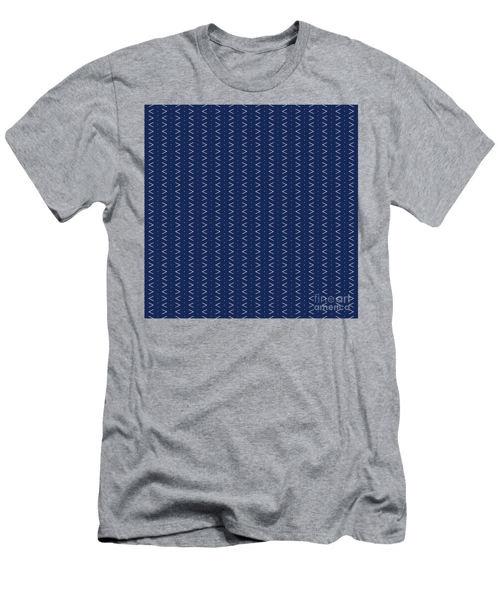 Inverse Light Chevron Diamond Dot Stripe Pattern in Soft White and Navy Blue N2449 Holy Rock Design T-Shirt