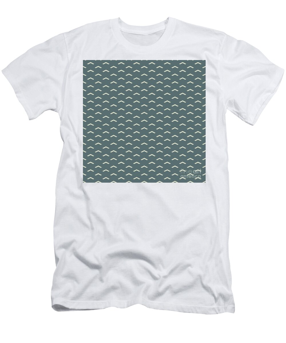 Inverse Light Upward Chevron Pattern in Bone White and Slate Gray N2598 Holy Rock Design T-Shirt