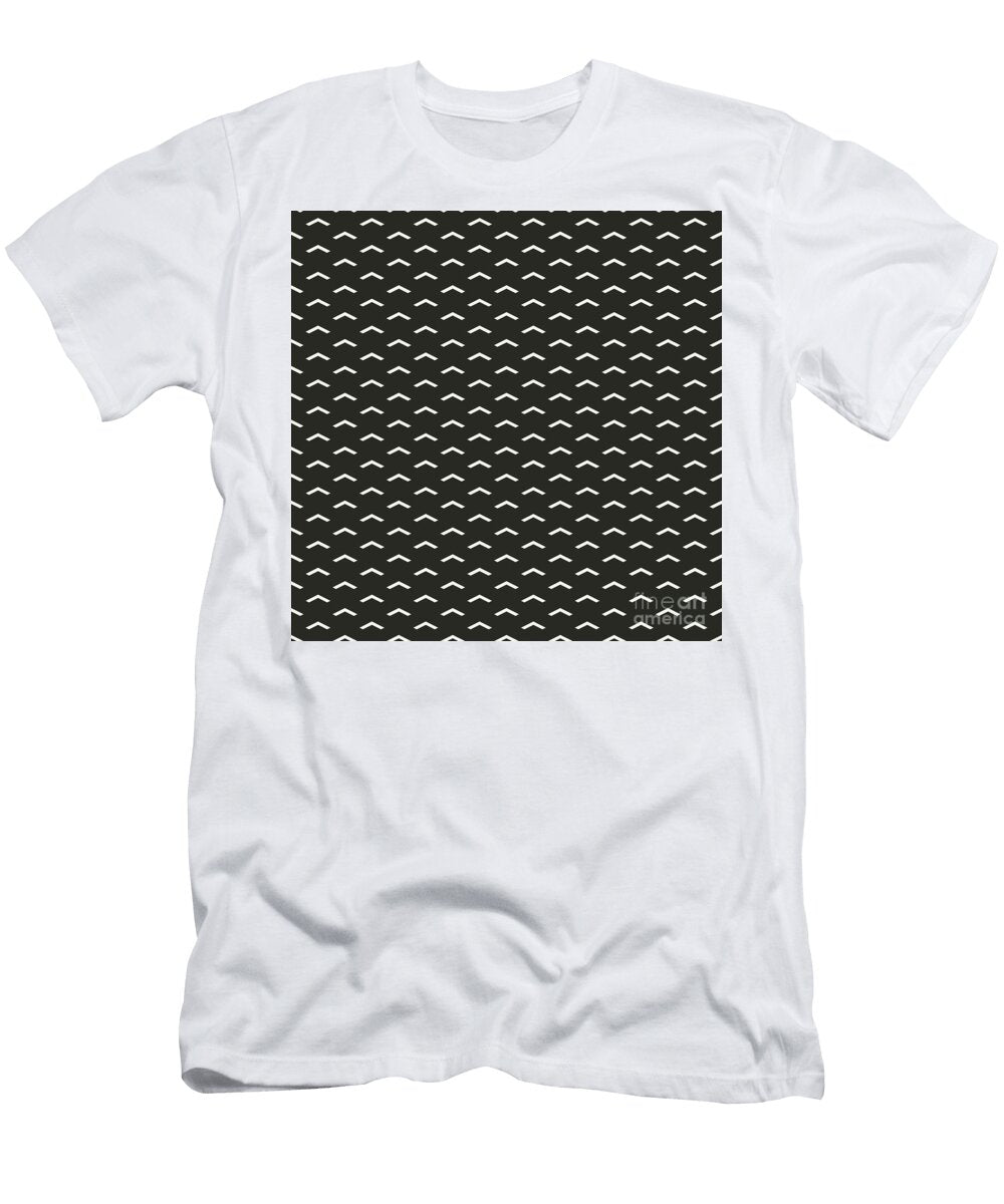 Inverse Light Upward Chevron Pattern in Bone White and Wrought Iron Black N2466 Holy Rock Design T-Shirt