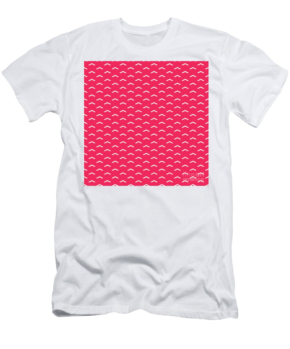 Inverse Light Upward Chevron Pattern in Eggshell White and Ruby Pink N2885 Holy Rock Design T-Shirt