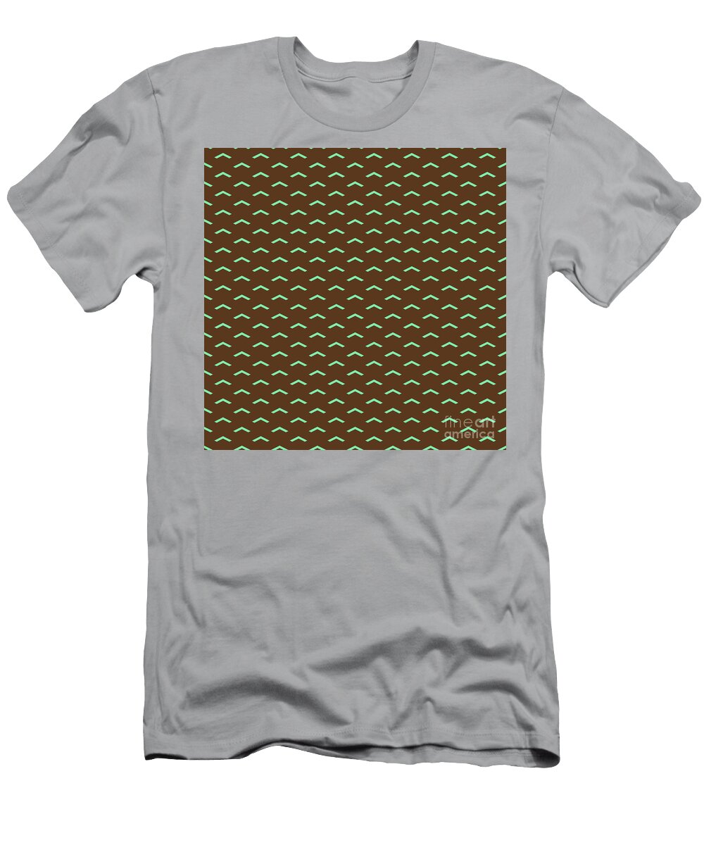 Inverse Light Upward Chevron Pattern in Mint Green and Chocolate Brown N2186 Holy Rock Design T-Shirt