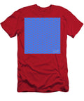 Inverse Light Upward Chevron Pattern in Red Orange and True Blue N1870 Holy Rock Design T-Shirt