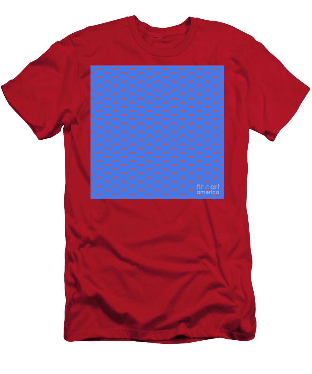 Inverse Light Upward Chevron Pattern in Red Orange and True Blue N1870 Holy Rock Design T-Shirt