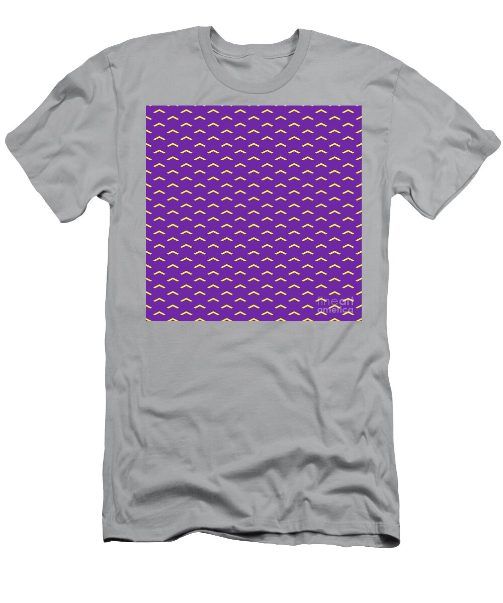 Inverse Light Upward Chevron Pattern in Sunny Yellow and Iris Purple N2083 Holy Rock Design T-Shirt