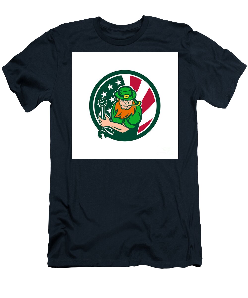 Irish American Mechanic USA Flag Icon Aloysius Patrimonio T-Shirt
