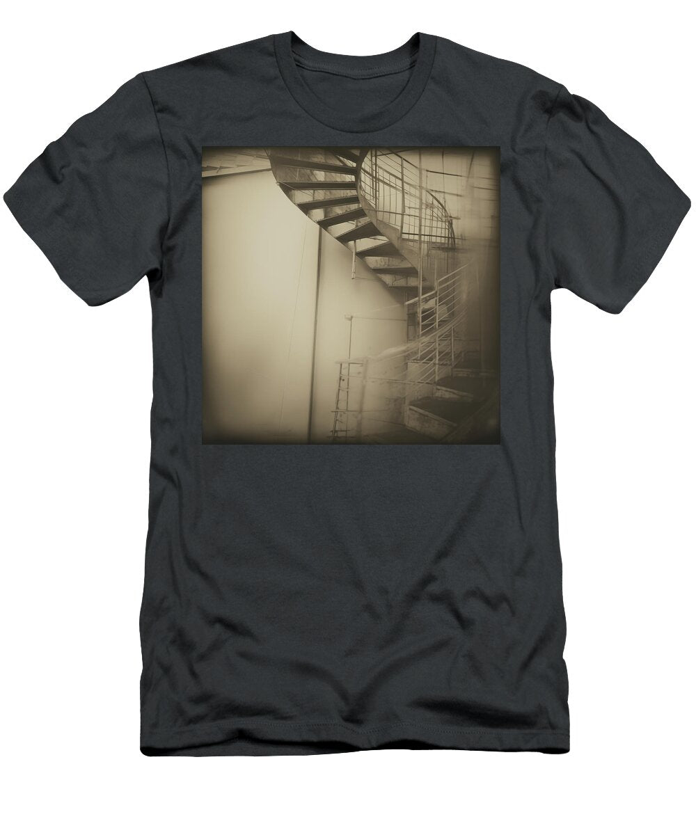 Iron Spiral Staircase Leads Upward Yo Pedro T-Shirt
