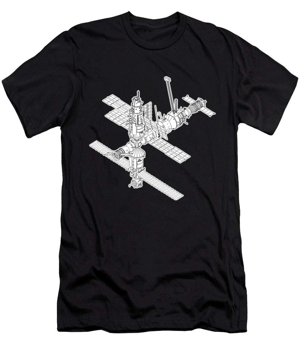 Iss International Space Station Line Drawing Tom Hill T-Shirt
