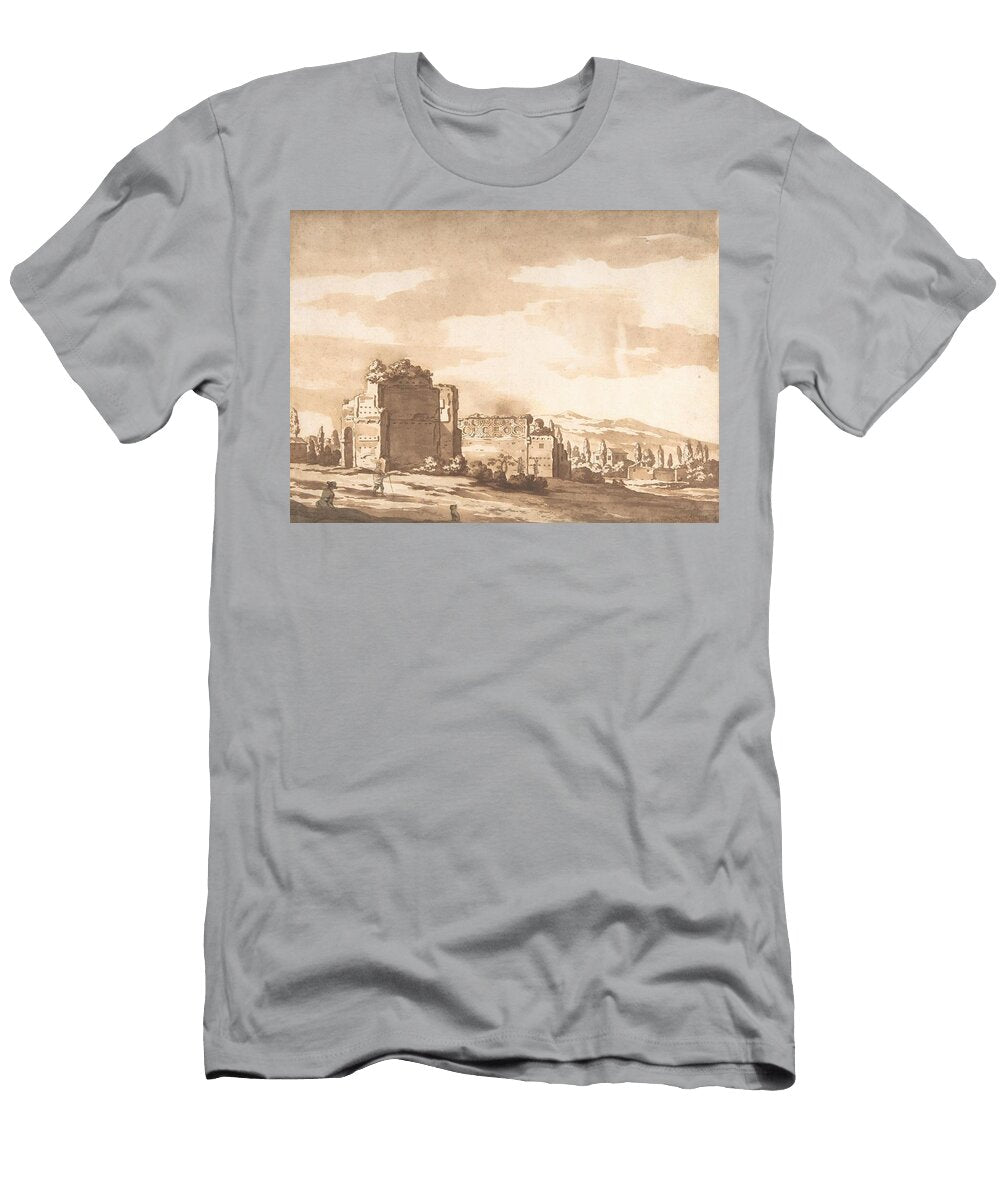Italian Landscape Perhaps the Monte Mario Rome Jacob Van Der Ulft Dutch T-Shirt