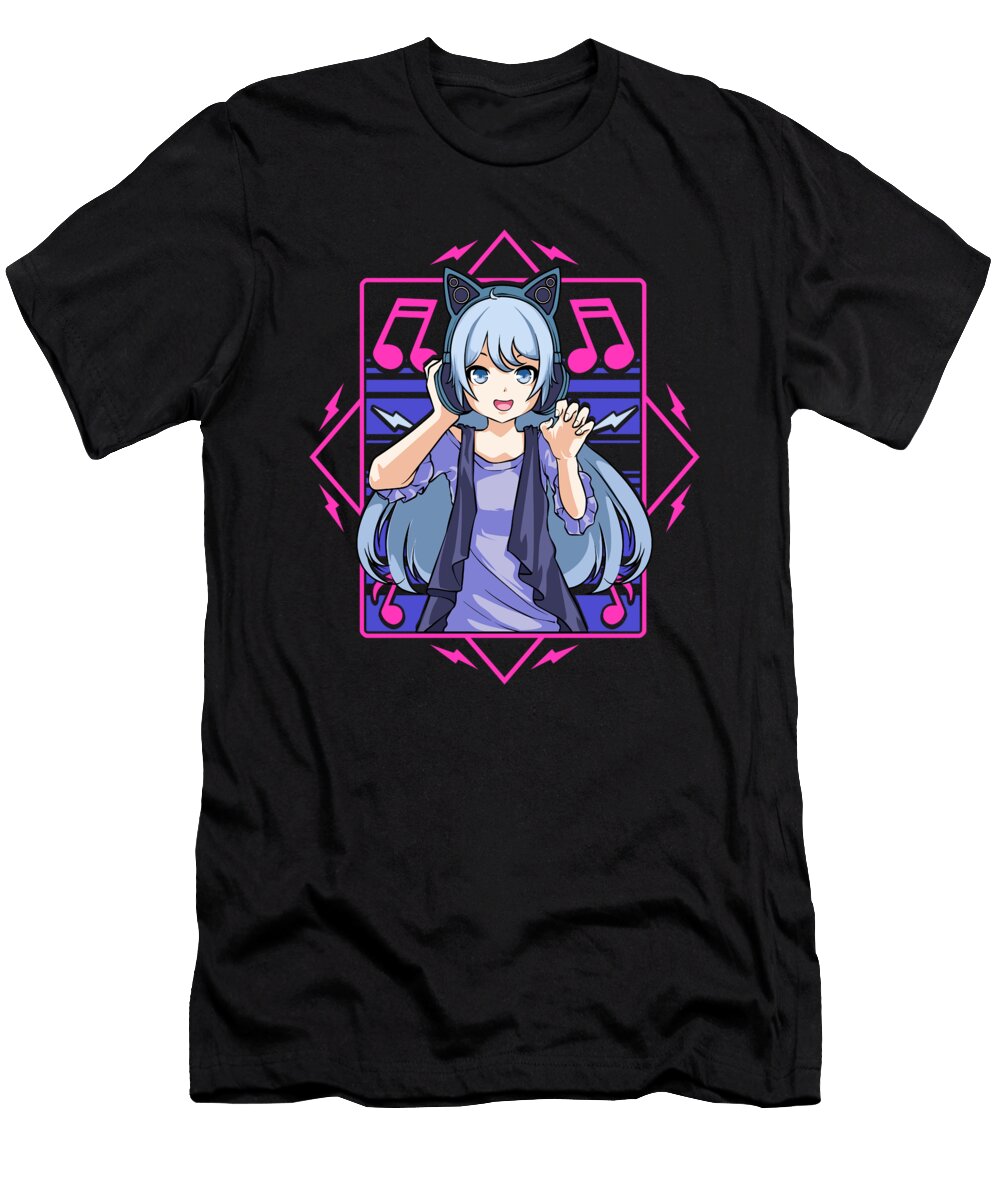 Japanese Anime Girl Headphones Punk Kawaii Manga the Perfect Presents T-Shirt