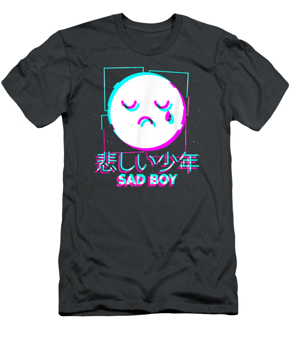 Japanese Glitchad Boy Anime Aesthetic Vaporwave 90s Japan Yichen Aania T-Shirt