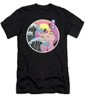 Japanese Vaporwave Cat with Tsunami and Sunset Licensed Art T-Shirt