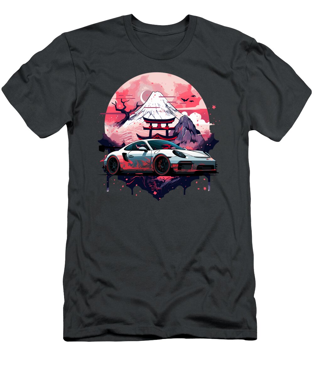 Jdm Motorsports Car Drift Mt Fuji Japan Gt3 Rs Car Graphic Sibainu T-Shirt