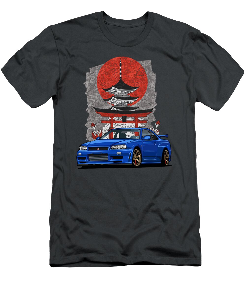Jdm Skyline R34 Car Tuning Japan Shinto Shrine Drift Cuthbe Cloe T-Shirt