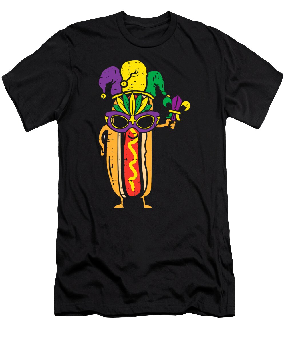 Jester Hotdog Mardi Gras Mask New Orleans Food Lover Thepassionshop T-Shirt