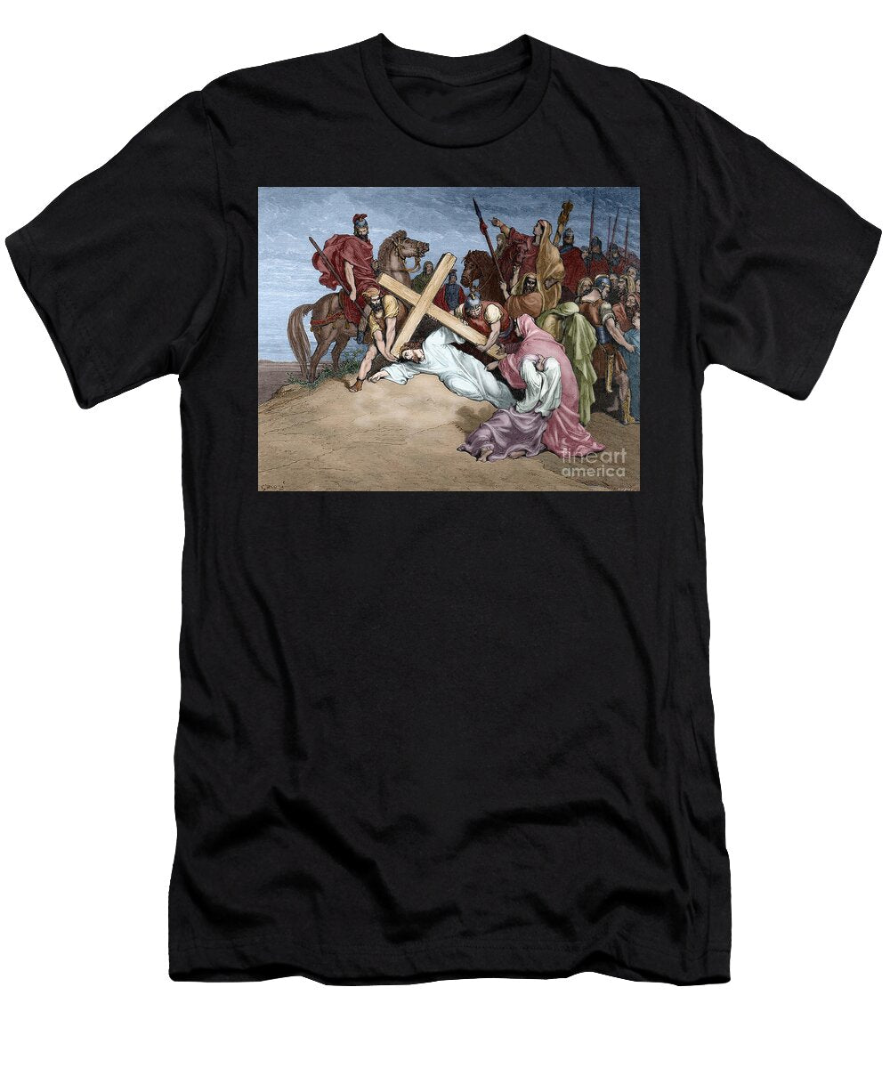 Jesus Reaches the Top of Calvary 19th Century Coloured Unknown Artist T-Shirt