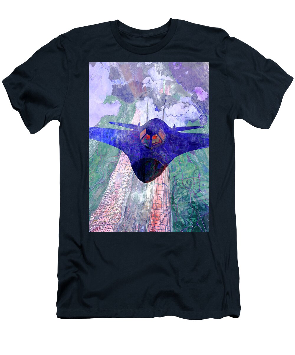 Jet Breaking the Sound Barrier a Modern Jet with a Sonic Boom Cloud Rhys Jacobson T-Shirt