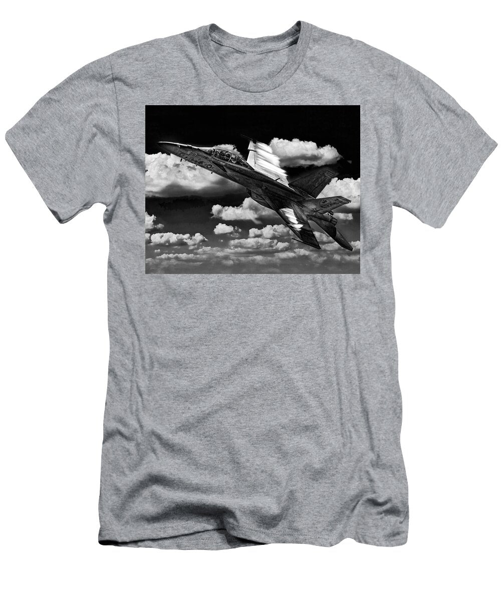 Jet Fighter Ascending Above Clouds Jeff Stallard T-Shirt