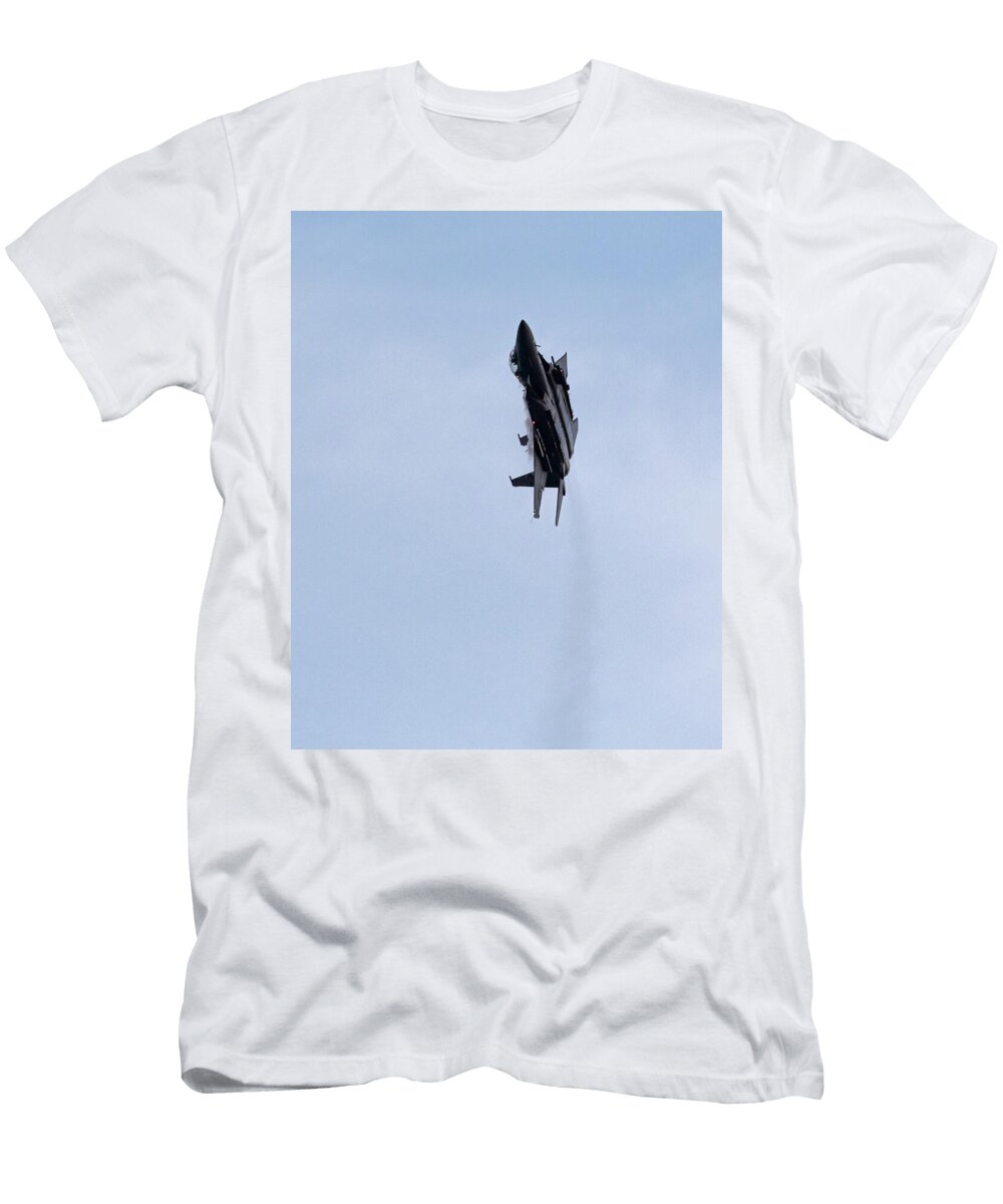 Jet Fighter Ascending in Clear Sky Jeramy T-Shirt