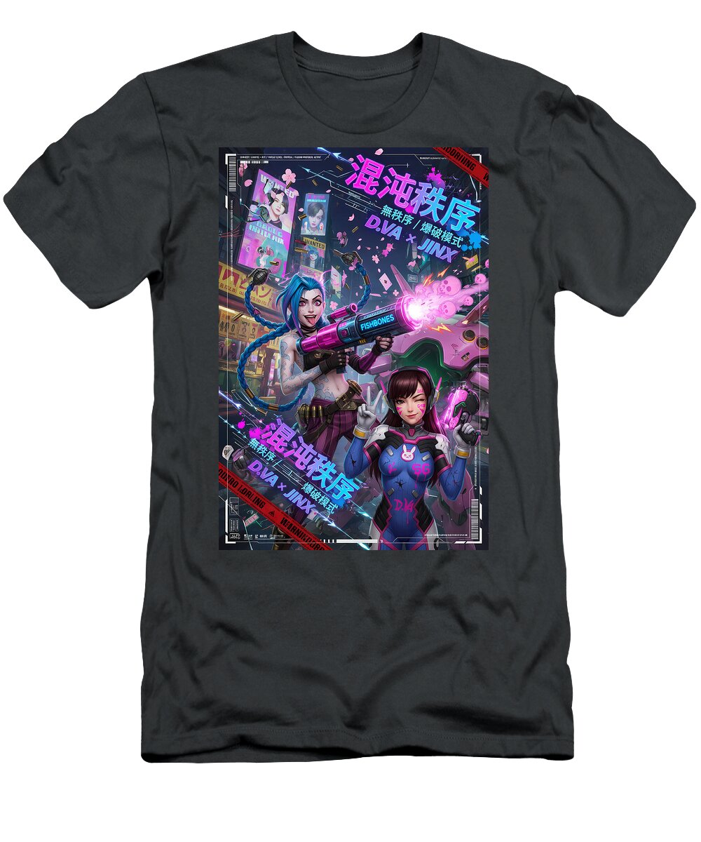 Jinx and Dva Full Chaos Mode Tricky Woo T-Shirt