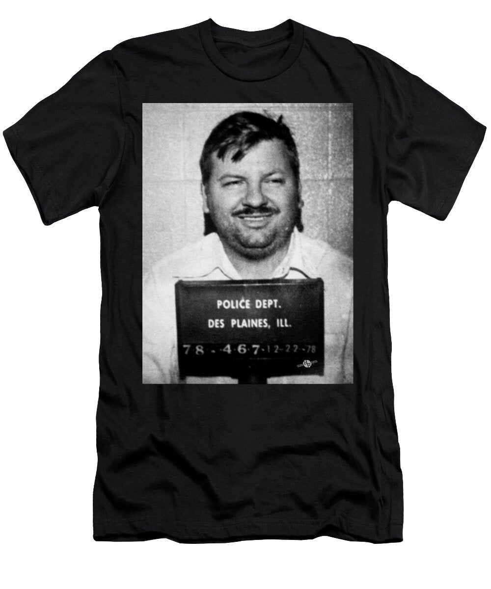 John Wayne Gacy Mug Shot 1980 Black and White Tony Rubino T-Shirt