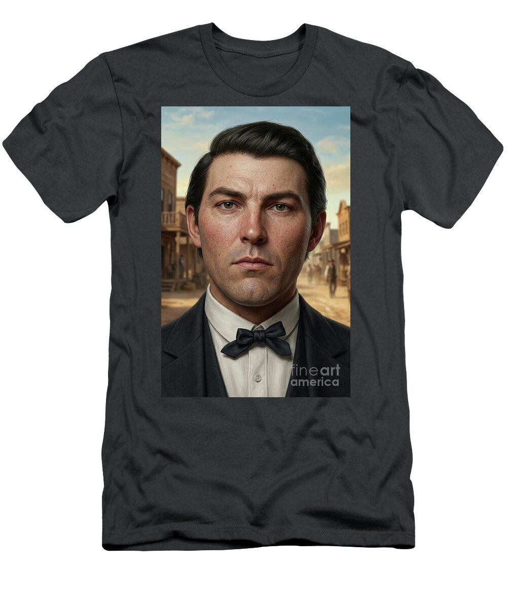 John Wesley Hardin the Gentleman Fugitive Young Dandy Portrait Gianpiero Lauretta T-Shirt