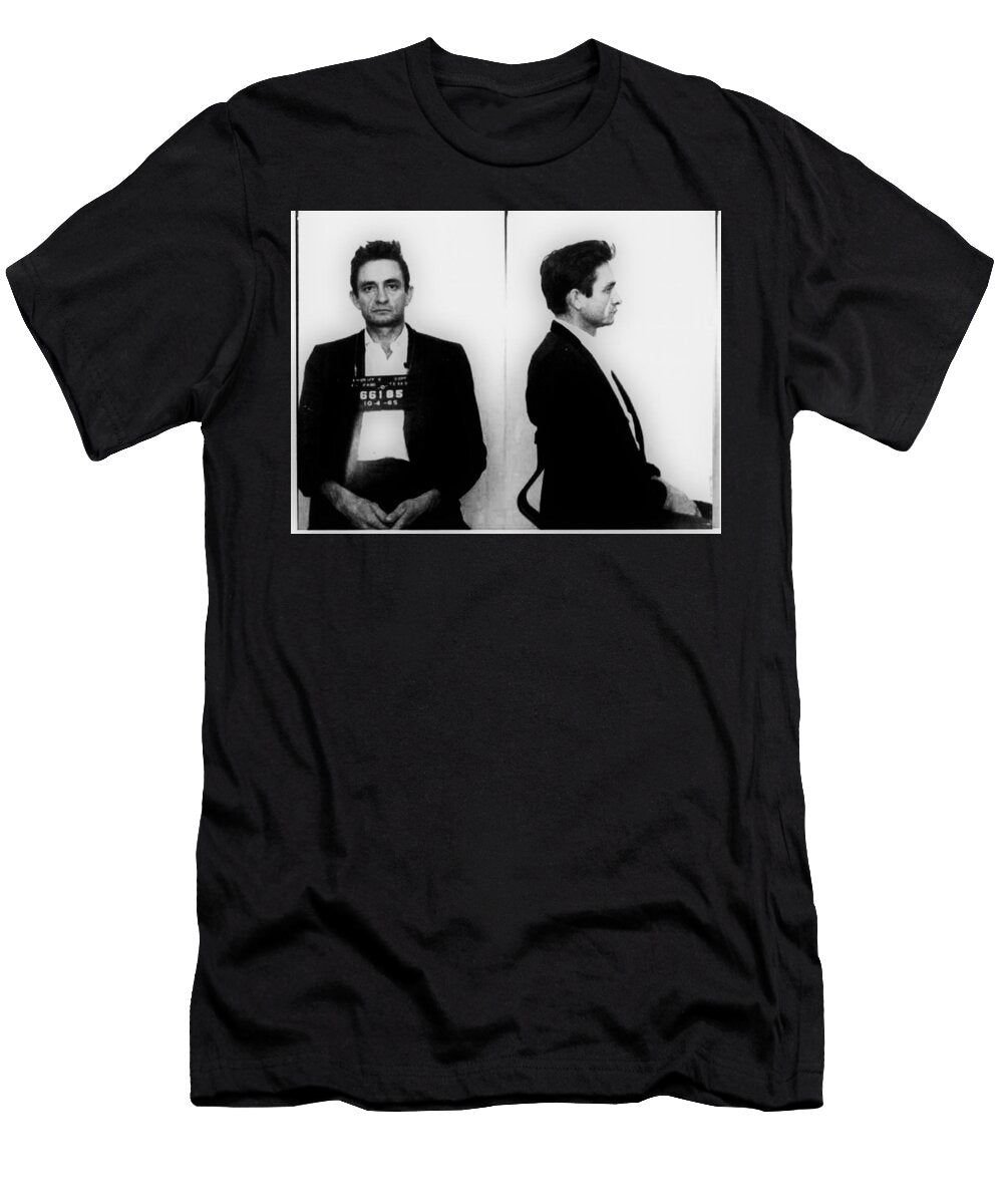 Johnny Cash Mug Shot Horizontal Tony Rubino T-Shirt