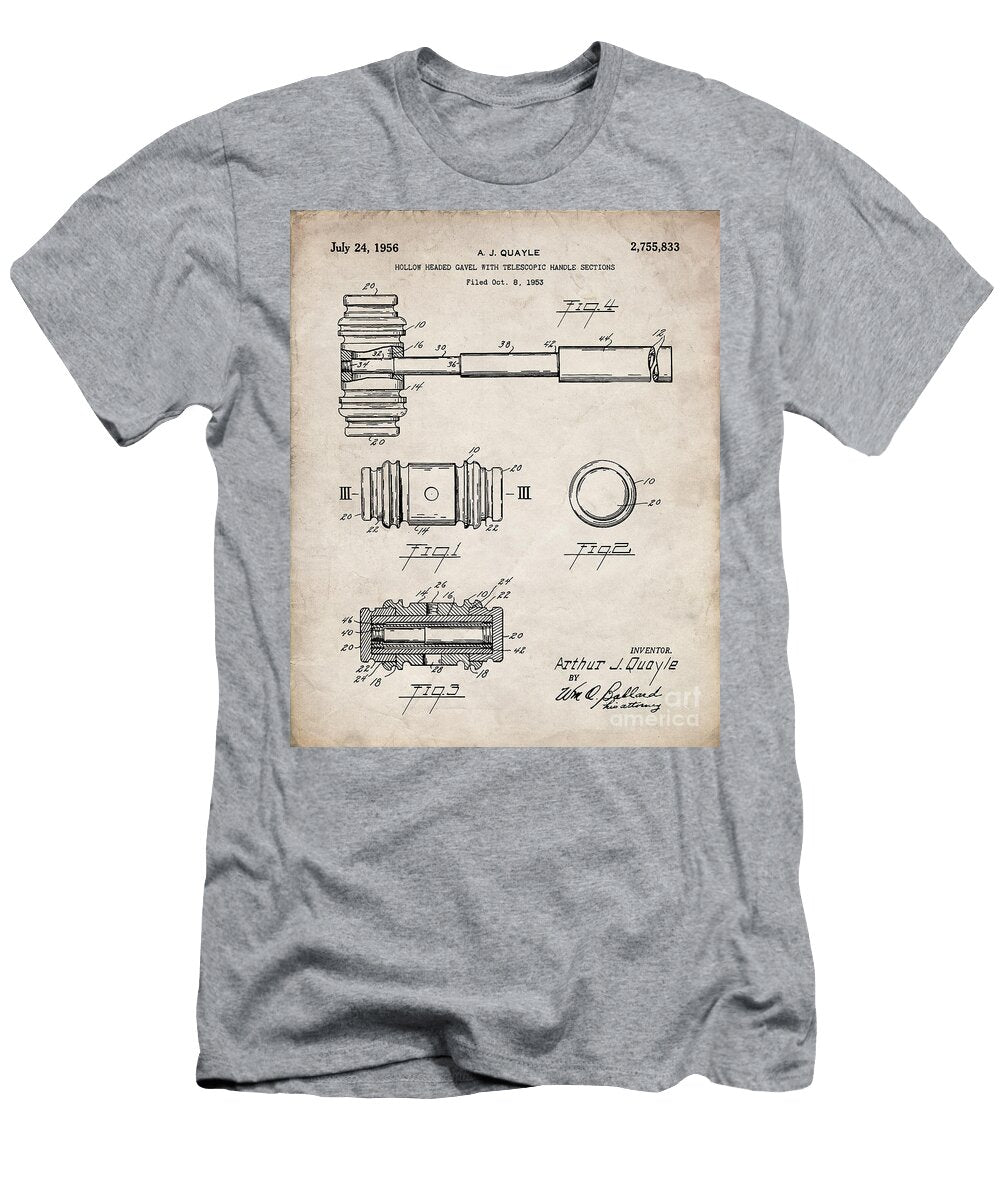 Judge Gavel Patent Lawyer Art Antique Vintage Patent Press T-Shirt