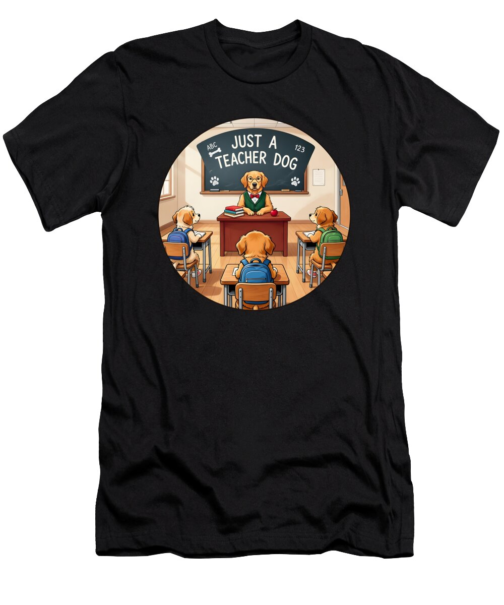 Just a Teacher Dog Golden Retriever Classroom Mounir Khalfouf T-Shirt