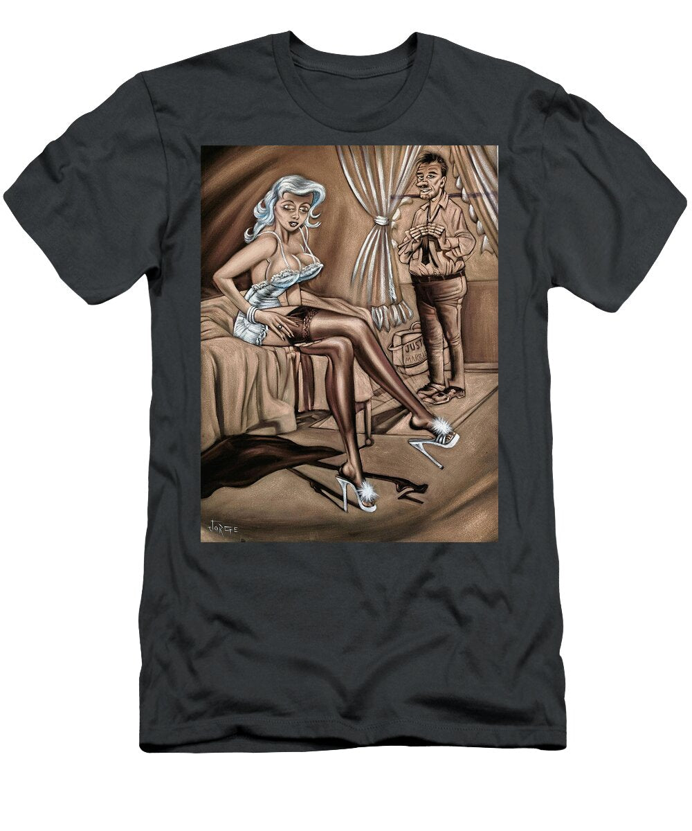 Just Married Cartoon Oil on Velvet By Jorge Torrones Jorge Terrones T-Shirt
