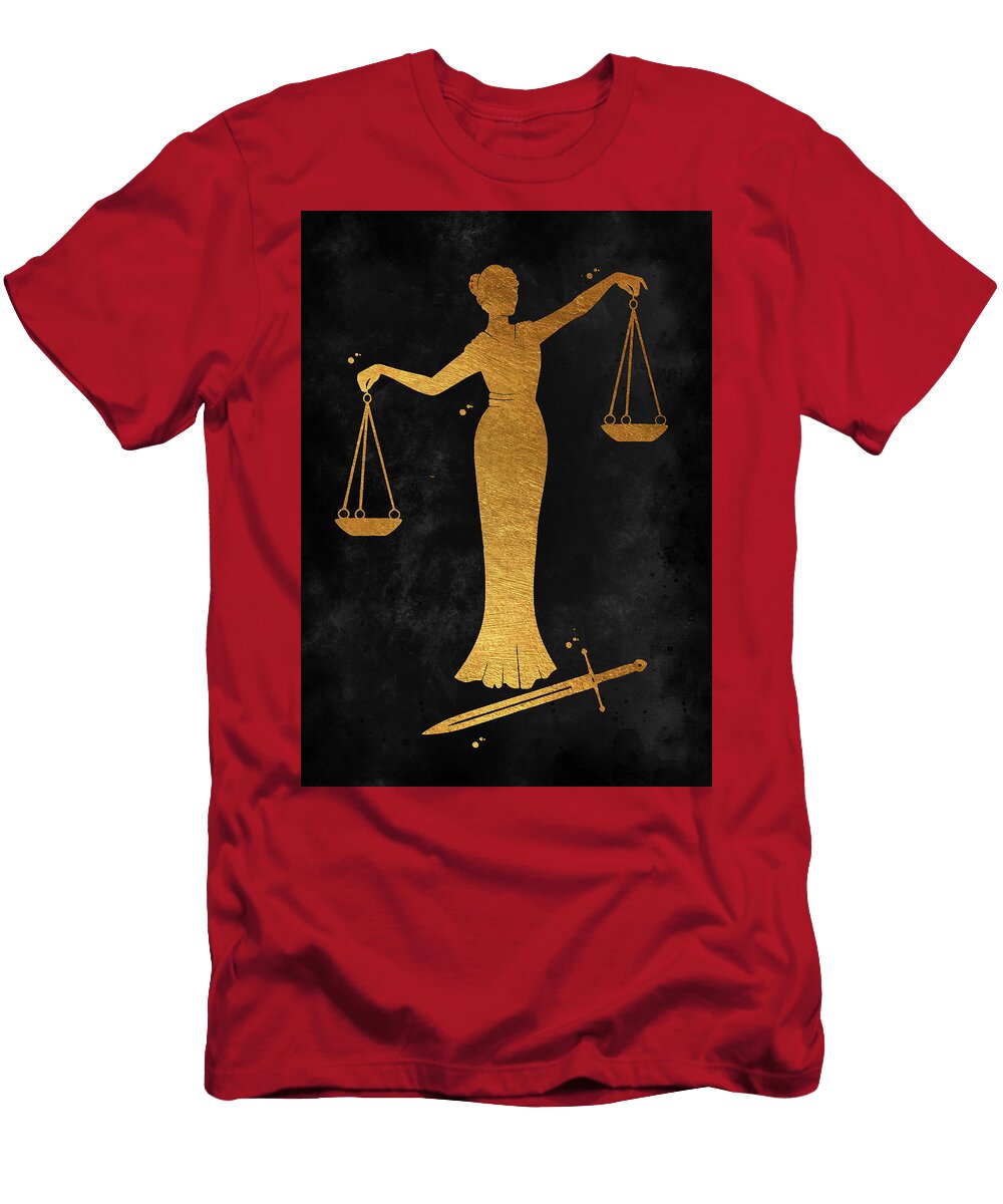 Justice Symbol Watercolor Print Lady Justice Art Print Lawyer Office Art Gift Law Art Scales of Just Leith Huber T-Shirt