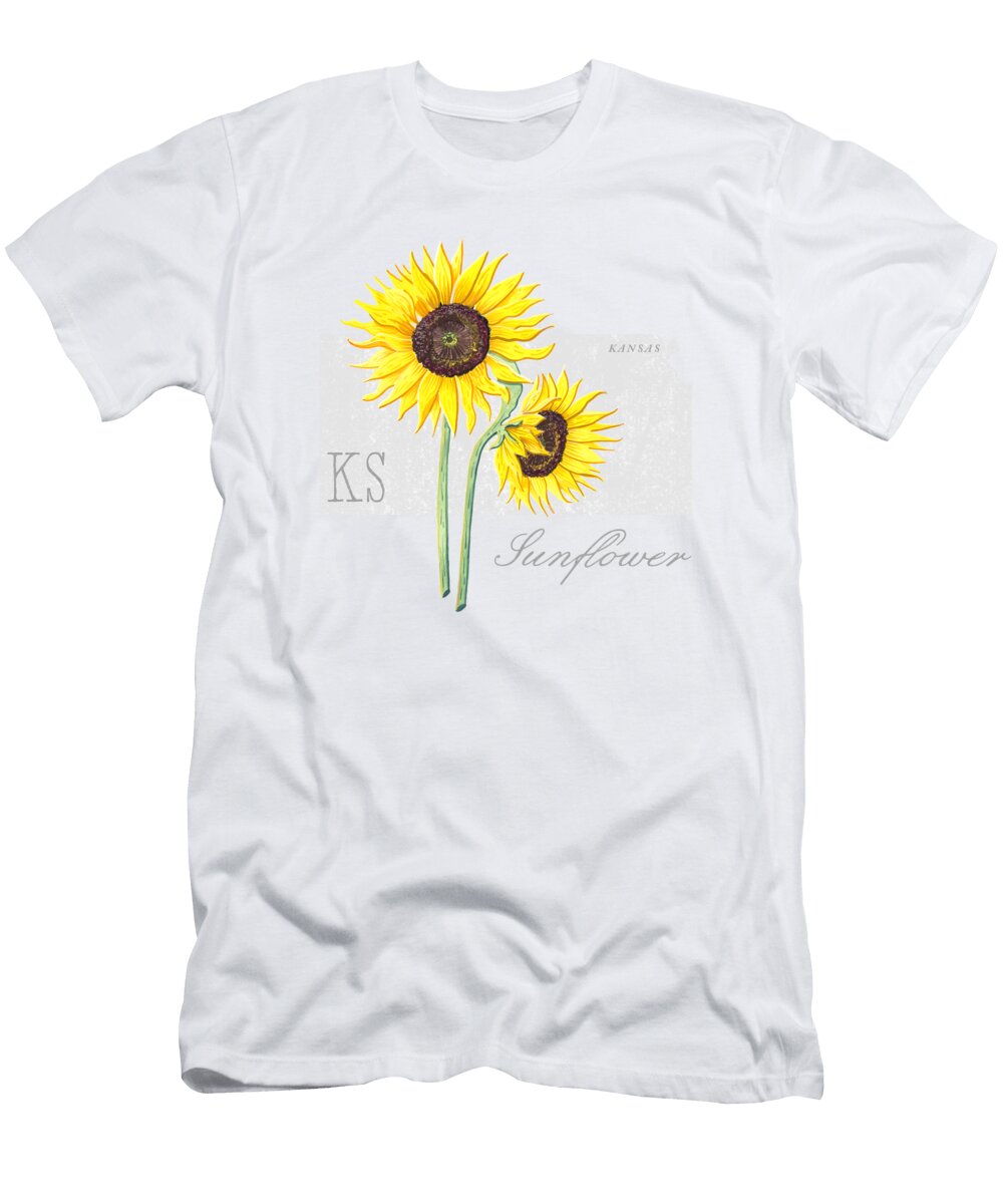 Kansas State Flower Sunflower Art By Jen Montgomery Jen Montgomery T-Shirt