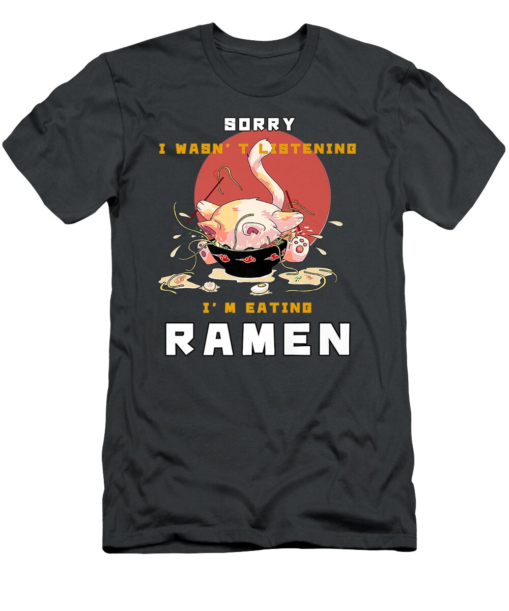 Kawaii Cat Cute Anime Eating Noodle Not Listening Finnly Maria T-Shirt