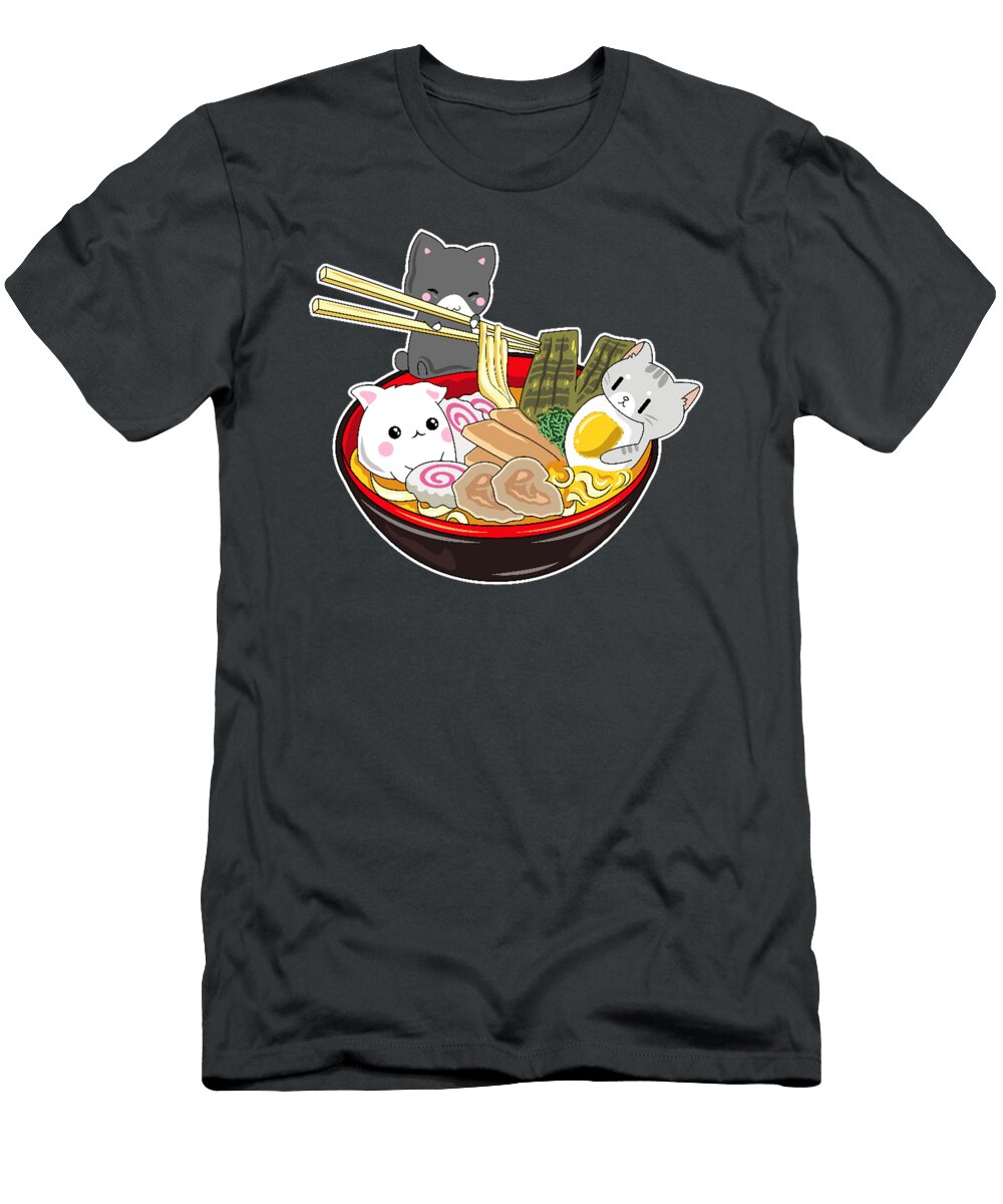 Kawaii Japanese Anime Cat Bowl Ramen Noodle Top Finnly Maria T-Shirt