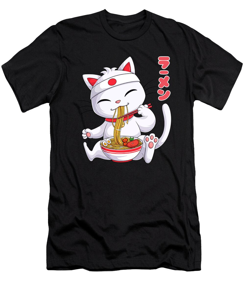 Kawaii Maneki Neko Ramen Noodles Japanese Anime Noodle Soup Ardi Ancah T-Shirt