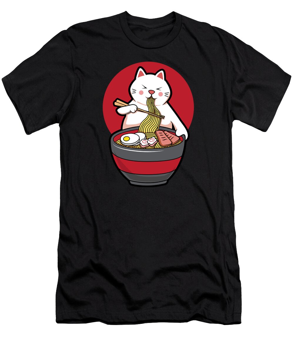Kawaii Ramen Cat Cute Otaku Japanese Anime Noodles Aril Sahril T-Shirt