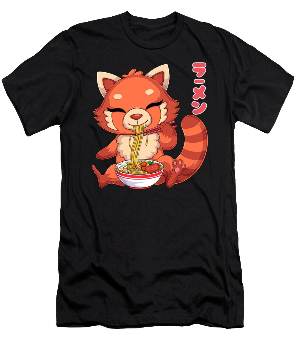 Kawaii Red Panda Ramen Noodles Japanese Anime Noodle Soup Aril Sahril T-Shirt