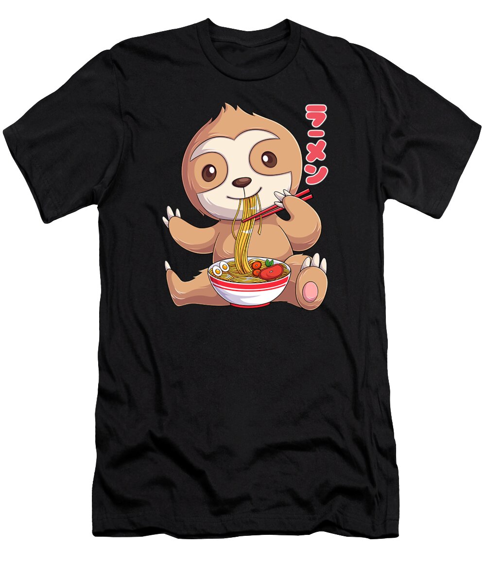 Kawaii Sloth Ramen Noodles Japanese Anime Noodle Soup Aril Sahril T-Shirt