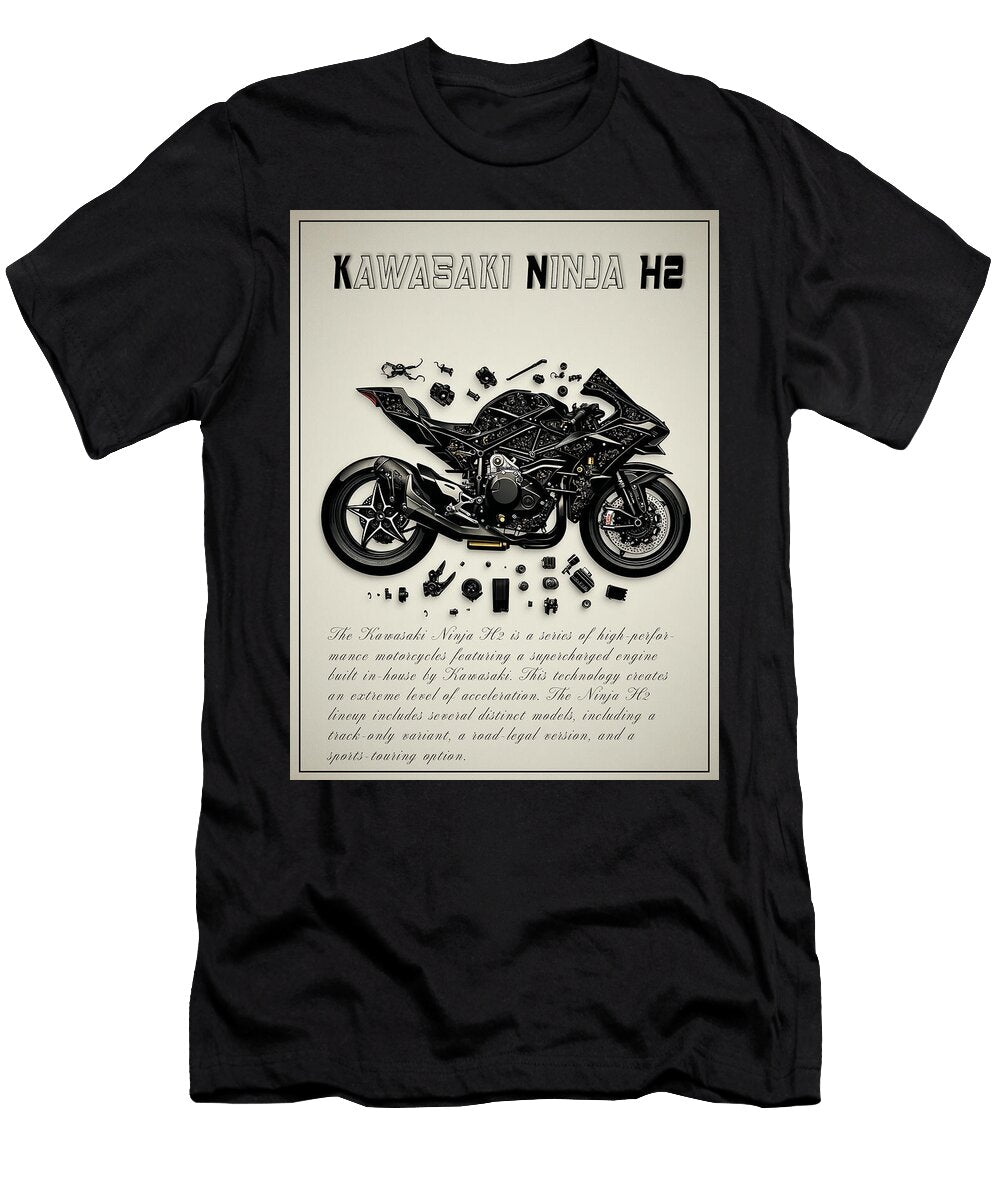 Kawasaki Ninja H2 Parts Display Kevin Walker and Pixel Reverie T-Shirt
