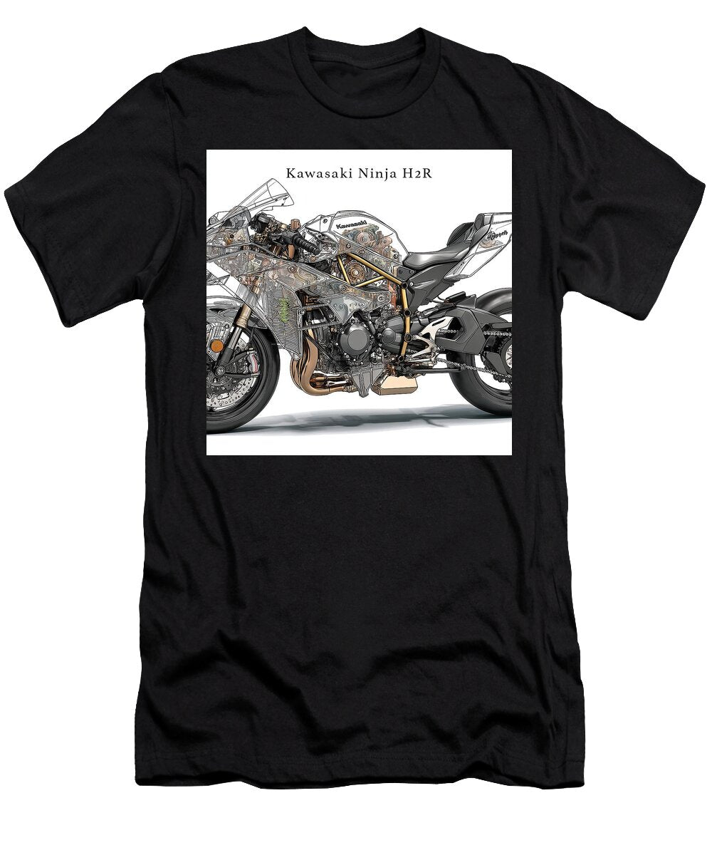 Kawasaki Ninja H2r Detailed View Kevin Walker and Pixel Reverie T-Shirt